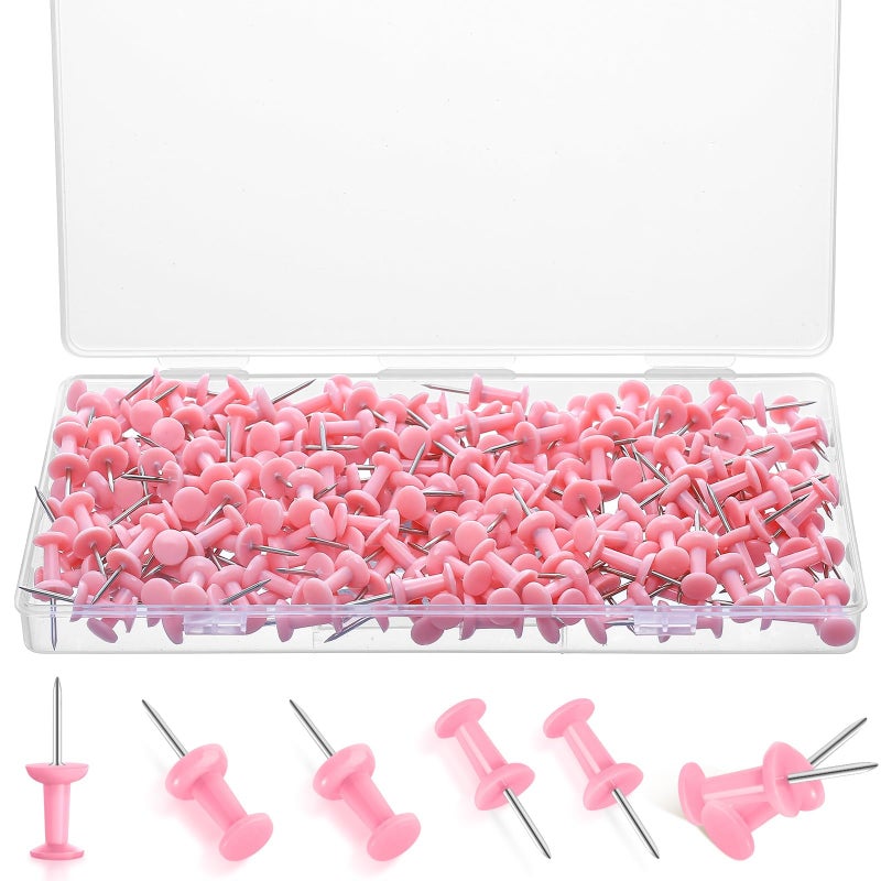 ANIKJOY 220 Count Pink Push Pins, Standard Plastic Head Steel Point Gold Thumb Tacks Decorative Push Pins for Cork Board Wall Hanging - Image 1
